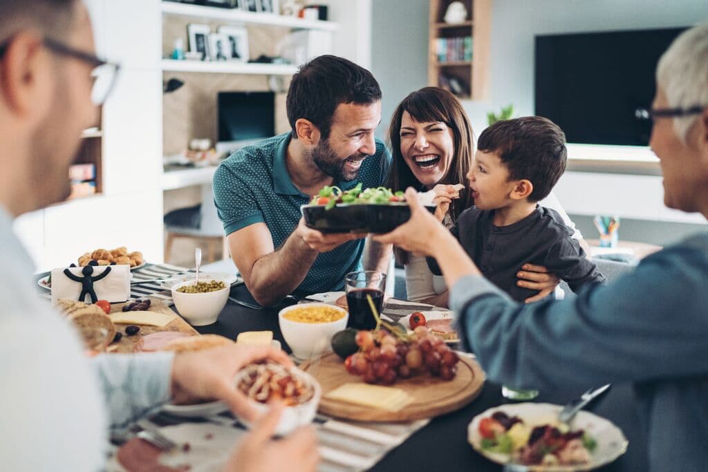 Family enjoying a meal together